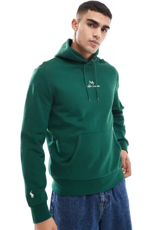 Ralph Lauren Central script logo double knit hoodie in dark