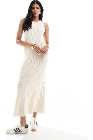 Object Textured knitted maxi dress in cream