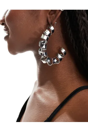 ASOS 75mm hoop earrings with curl detail in tone