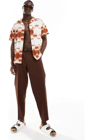 Only & Sons Revere collar shirt with ombre print in beige