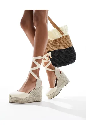 ASOS Tyra closed toe wedges in natural linen