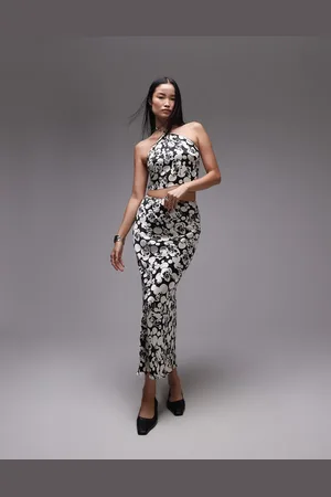 Topshop Co-ord satin maxi skirt in mono floral