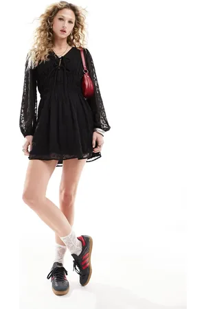 Reclaimed Mini dress with long sleeves in black