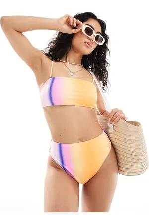 Pieces® Ombre bralette bikini top co-ord in blazing