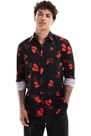 Twisted Tailor Long sleeve shirt with heartbreak print in