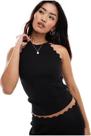 VERO MODA Aware ribbed knitted tank top co-ord with scallop trim in