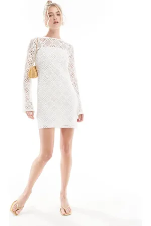 New Look Crochet long sleeve mini dress