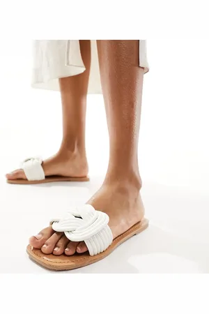 ASOS Wide Fit Fifi woven mule flat sandals in