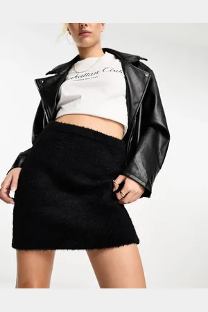 Monki Mini fluffy knit skirt in