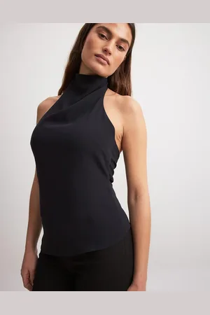NA-KD Cowl high neck tie back top in