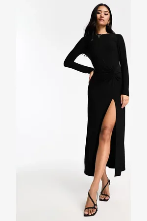 New Look Long sleeve ruched midi dress in