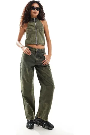 COLLUSION Motocross denim top co-ord in floral print