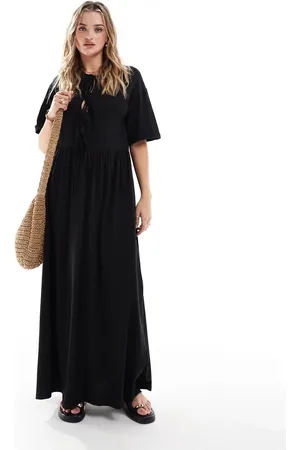 ASOS Puff sleeve with tie up bodice maxi dress in