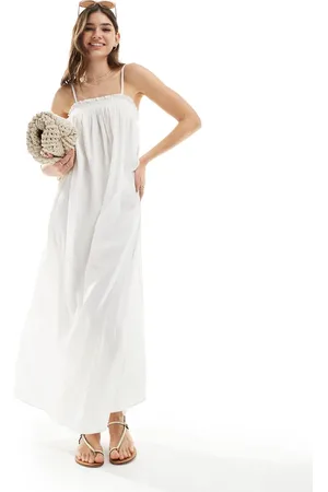 Pretty Lavish Strappy oversized midaxi dress in cream