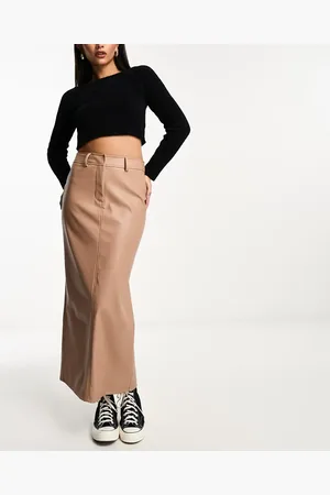 ASOS Faux leather clean maxi skirt in tan