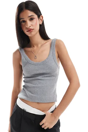 & OTHER STORIES Ribbed jersey vest top with scoop in melange
