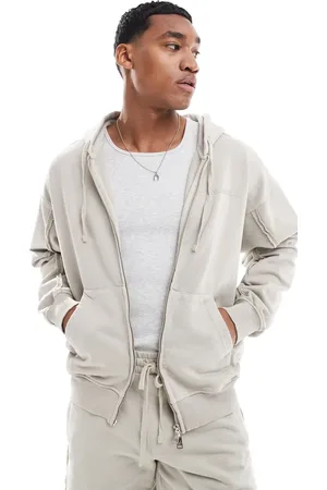 The Couture Club Co-ord raw seam zip through hoodie in beige