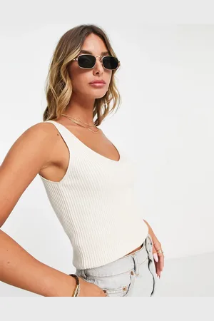 VERO MODA Knitted v-neck top in birch