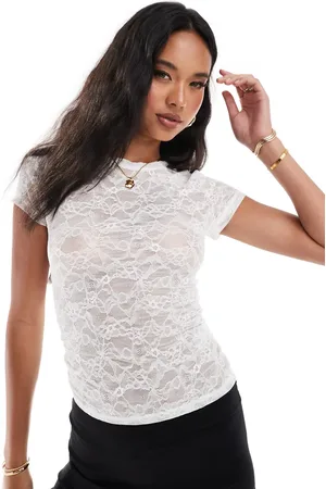 River Island Lace detail top in cream