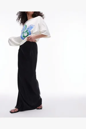 Topshop Satin maxi bias skirt in