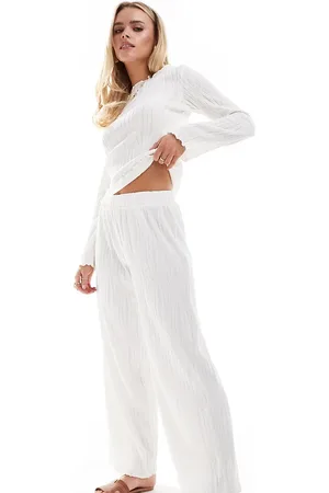 VERO MODA Textured jersey wide leg trouser co-ord in