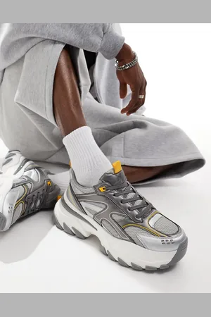ASOS Chunky trainers in white with silver and yellow panels