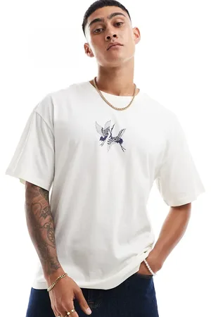 JACK & JONES Oversized crane chest print t-shirt in