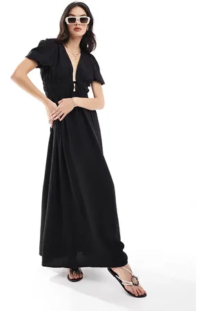 The Frolic Yasha tie detail maxi beach dress in