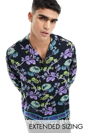ASOS Relaxed revere shirt in floral text print