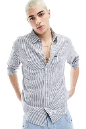 Lee Hickory stripe worker shirt in indigo blue