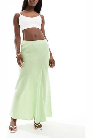 VERO MODA Seam detail fluid maxi skirt in lime