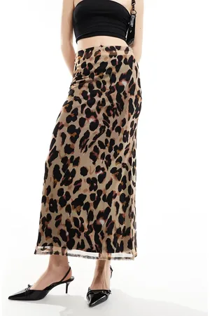 Never Fully Dressed Mesh midaxi skirt in leopard print