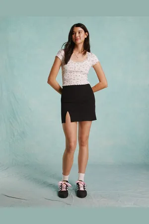Miss Selfridge Bengaline seam detail mini skirt in