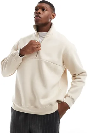 SELECTED Oversized half zip sweatshirt in cream