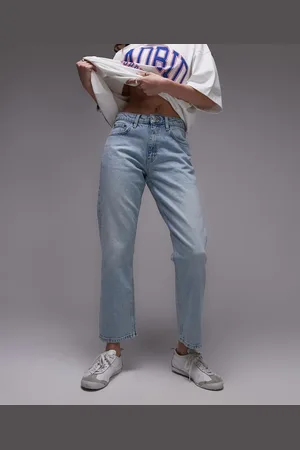 Topshop Cropped mid rise straight jeans in summer bleach