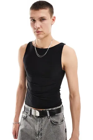 COLLUSION Slash neck muscle fit vest in
