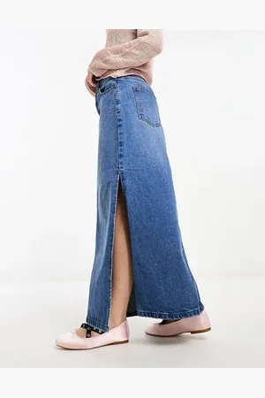 Noisy May Denim maxi skirt in mid