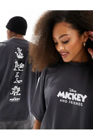ASOS Disney oversized unisex tee in charcoal with Mickey Mouse and friends spine print