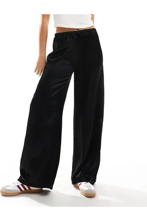 Pull&Bear Satin wide leg trousers in