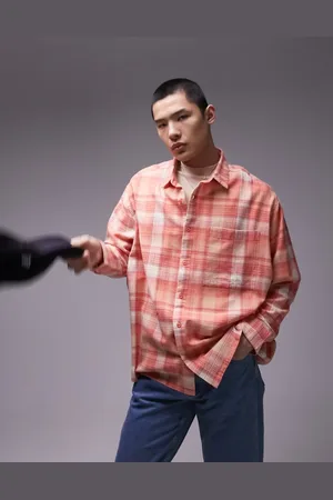 Topman Long sleeve relaxed check shirt in