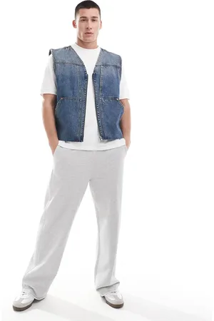 Weekday Astoria denim zip through vest in steel wash