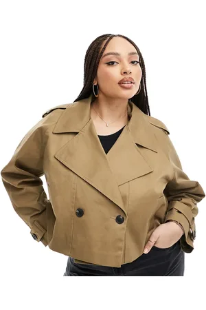 ASOS ASOS DESIGN Curve cropped trench coat in olive
