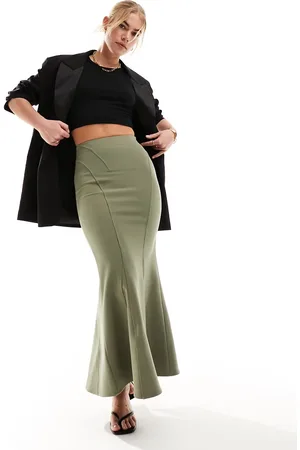 & OTHER STORIES Fluted maxi skirt in khaki