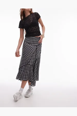 Topshop Cutabout midi skirt in mono check