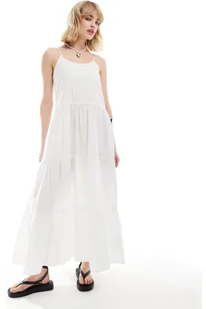 Monki Maxi sun dress with tiered layers and strappy low back in