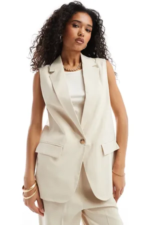 VERO MODA Longline waistcoat co-ord in cream