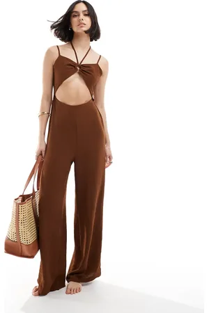 The Frolic Tahiti ring tie detail beach jumpsuit in dark