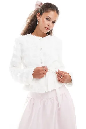 Sister Jane Belted tweed jacket in ivory co-ord