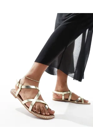 South Beach Strappy sandals with whipstitch detail in