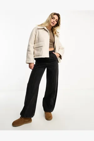 Pull&Bear Wool cropped coat in ecru